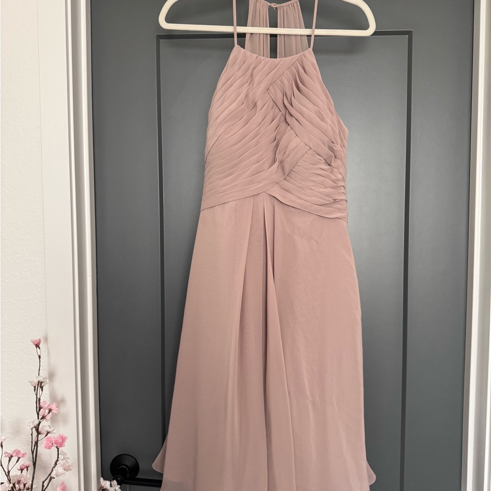 Azazie Blush Backless Pleated Dress